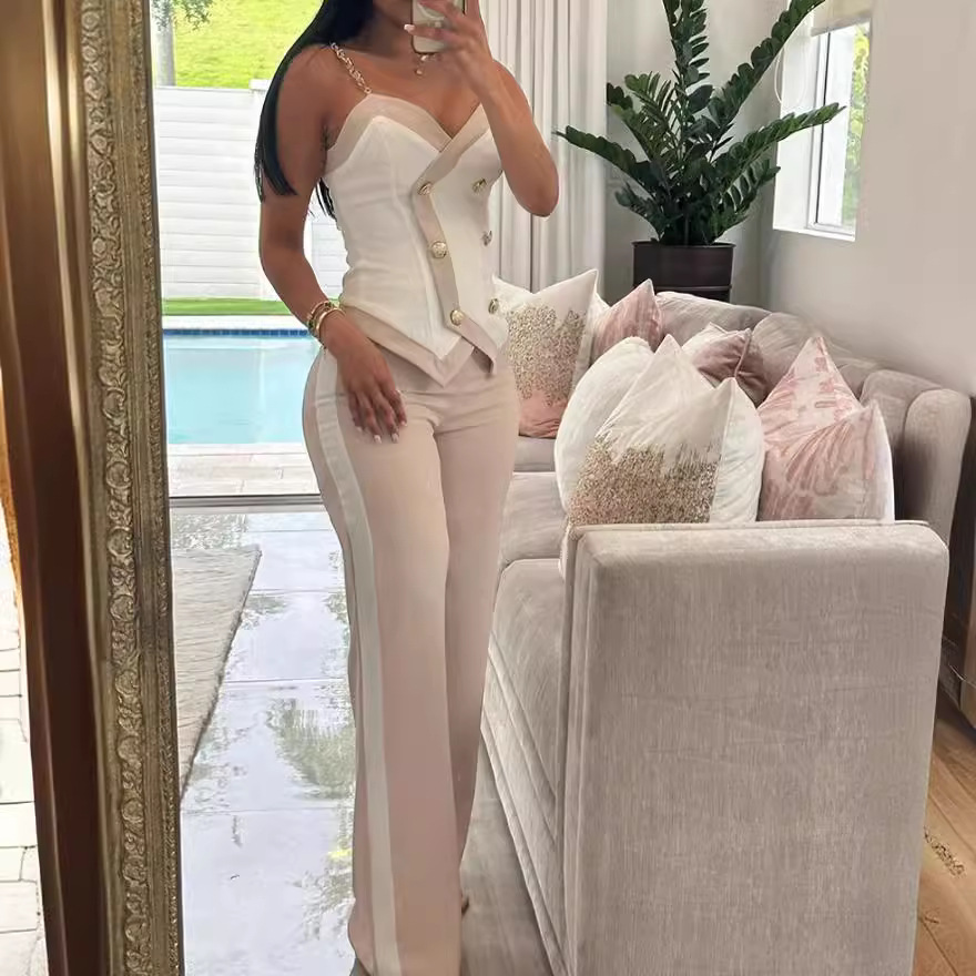 Summer Clothing Work - Women Side Striped Work Suit Set