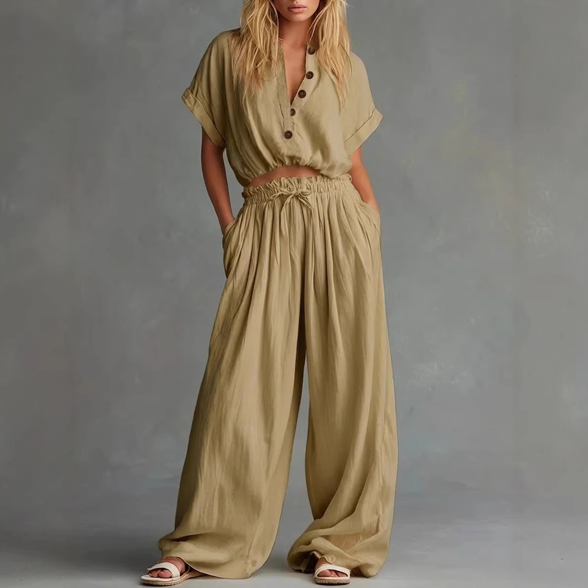 2 Pieces Set For Woman Blouse  - огляд і ціна Crop Blouse Linen