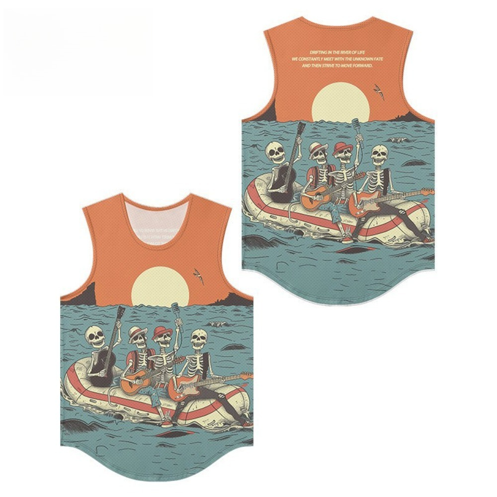 Skeleton Band Printed Men Vest - огляд і ціна Summer Clothing Essentials Men