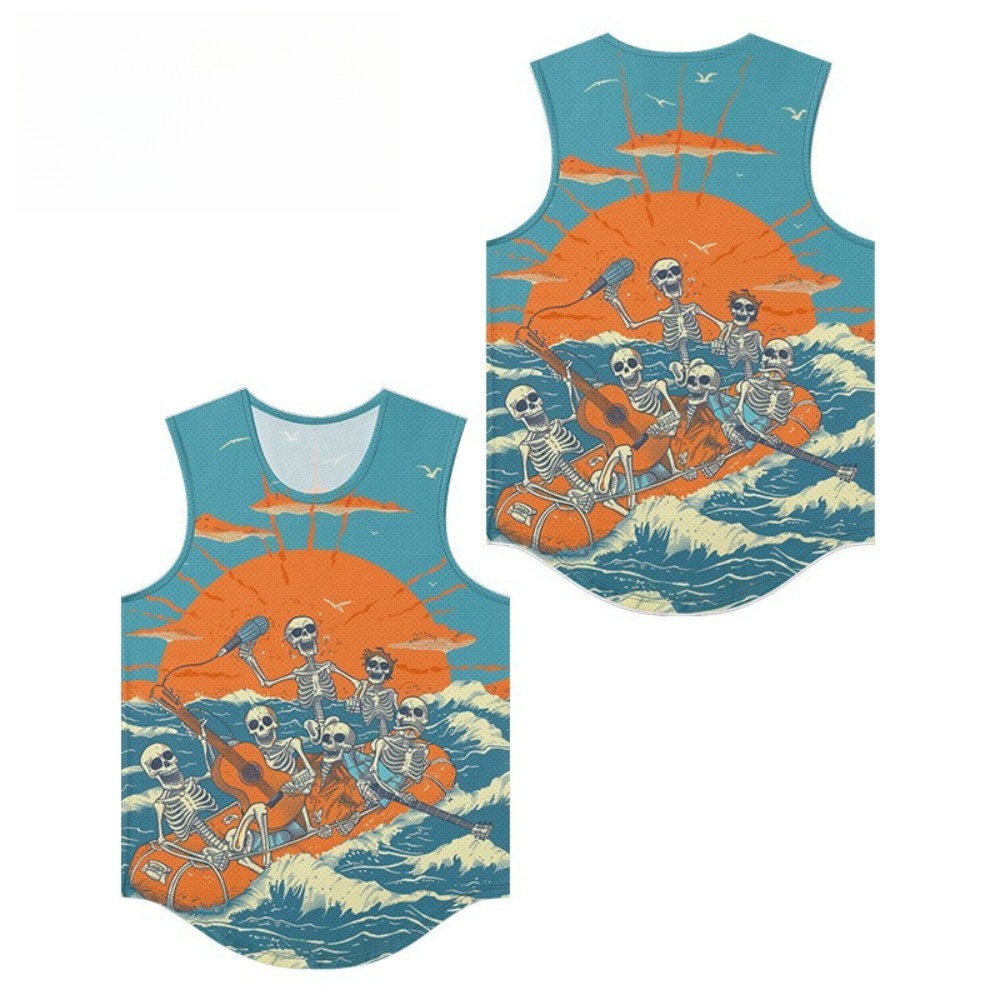 Skeleton Band Printed Men Vest - огляд і ціна Summer Clothing Essentials Men