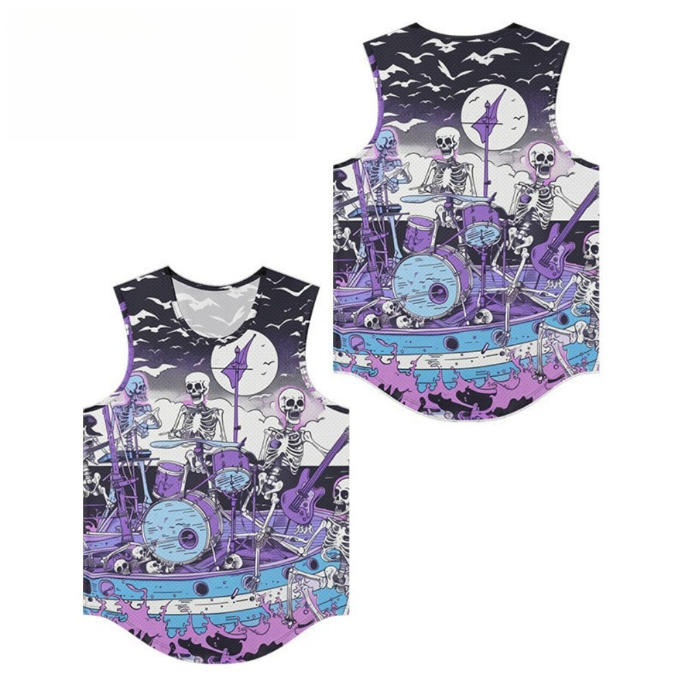 Skeleton Band Printed Men Vest - огляд і ціна Summer Clothing Essentials Men