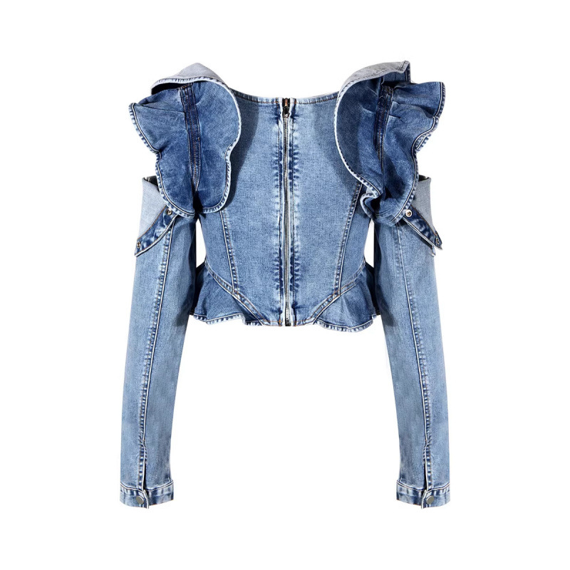 Sexy Off Shoulder Ruffle Denim - огляд і ціна Crop Blouse Linen