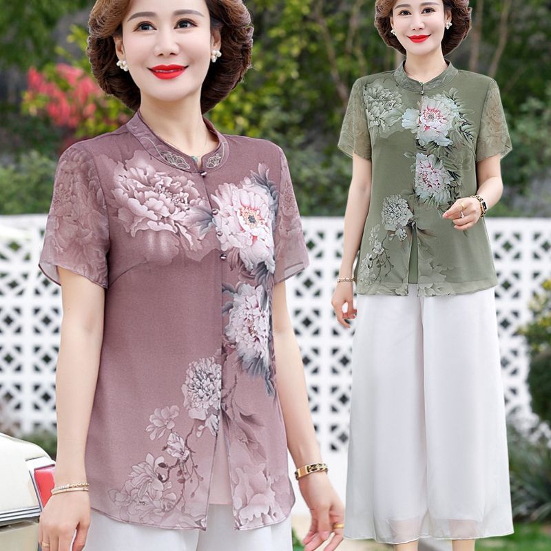 Elegant Chiffon Shirt Set for  - огляд і ціна Summer Clothing For Women Over 60
