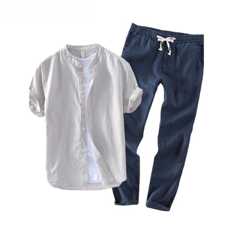 Men's Linen Short Sleeve Casua - огляд і ціна Summer Clothing Wear