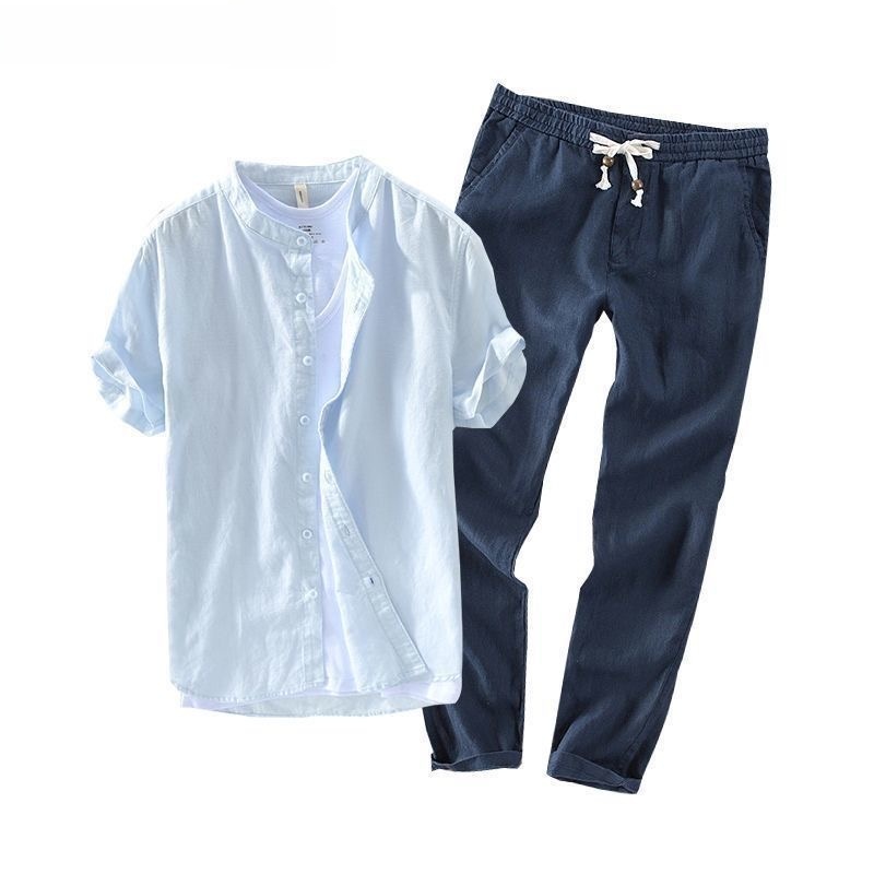 Men's Linen Short Sleeve Casua - огляд і ціна Summer Clothing Wear