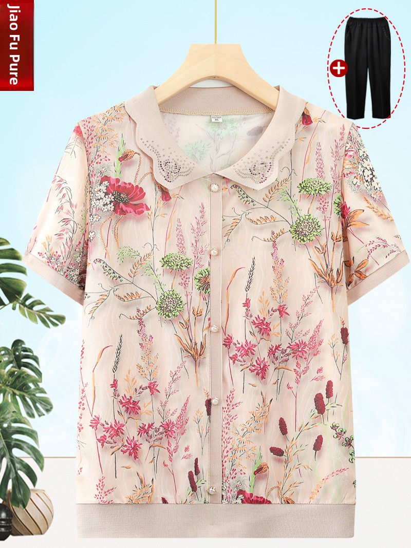 Ice Silk Loose Short Sleeve T- - огляд і ціна Summer Clothing For Women Over 60