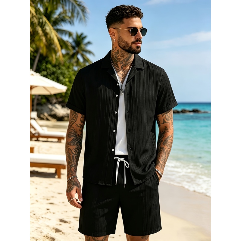 2Men's Summer Casual Suit Set， - огляд і ціна Summer Clothing Vacation