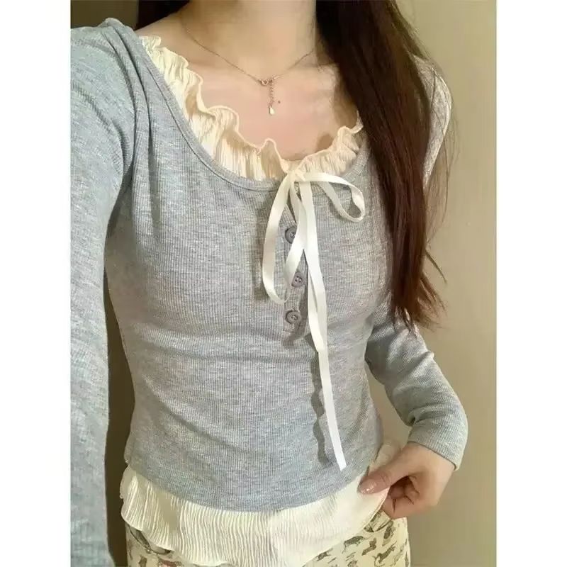 Autumn Kawaii Sweet Y2k Crop T - огляд і ціна Crop Blouse Linen