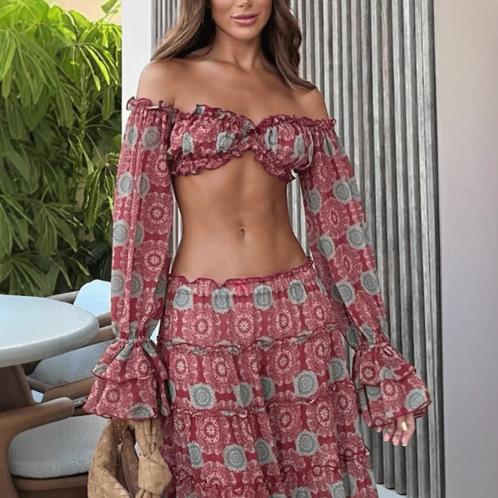 Vintage Print Skirt Two Piece  - огляд і ціна Summer Clothing Vacation