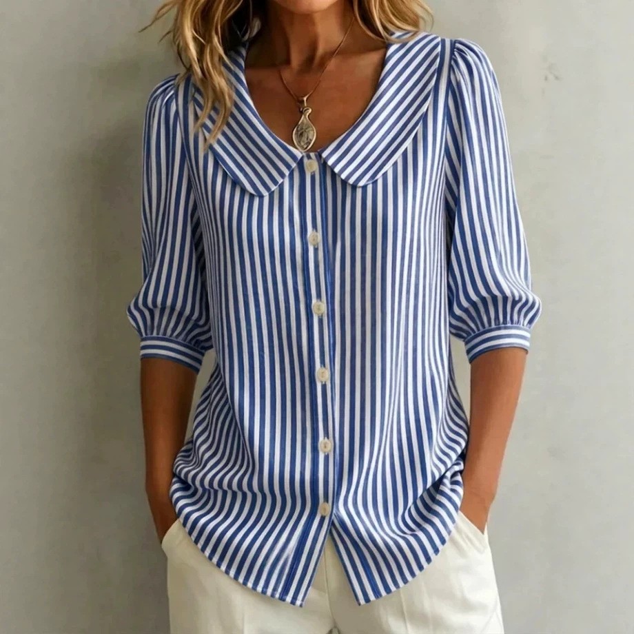 Women's Blouse Short Sleeve St - огляд і ціна Crop Blouse Linen