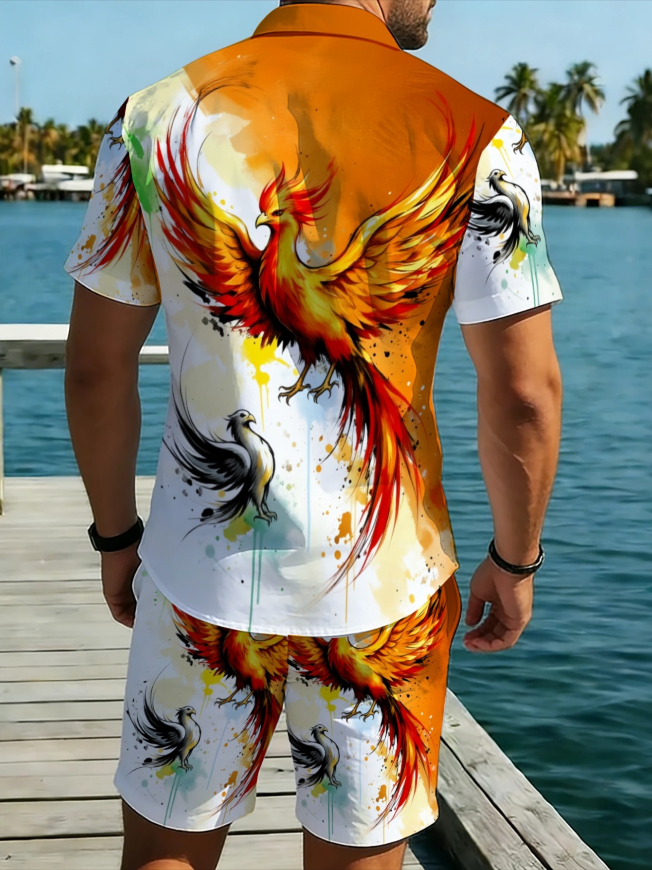 Oriental Phoenix Pattern Men S - огляд і ціна Summer Clothing Vacation