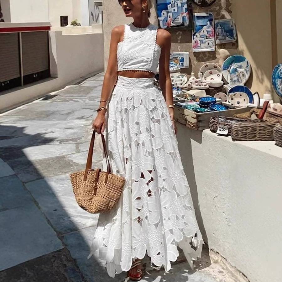 Women's White Floral Lace Embr - огляд і ціна Summer Clothing Vacation