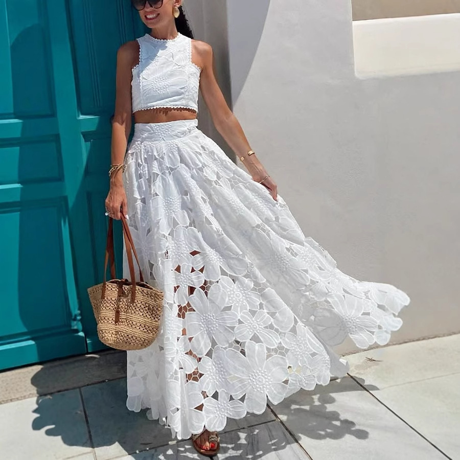 Women's White Floral Lace Embr - огляд і ціна Summer Clothing Vacation